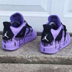 Selling these Jordan’s light purple with black drip down design 🥶 custom